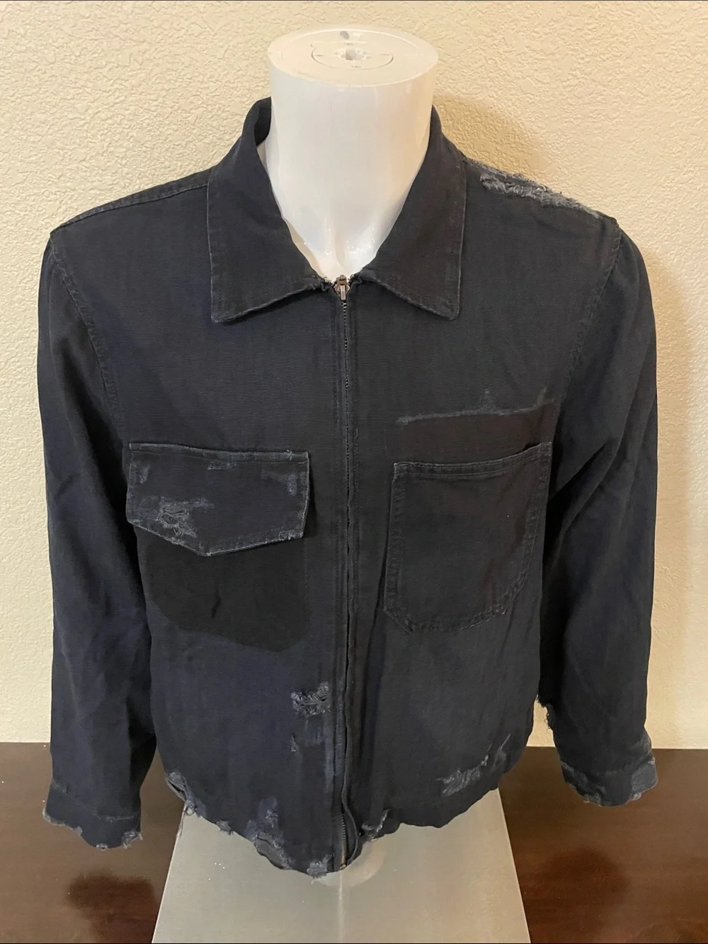 Zara Washed Black Utility Zip Jacket
